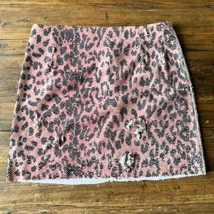 Free People Pink Cheetah Sequin Mini Skirt